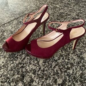 Nine West peep toe stiletto heels with straps, size 8